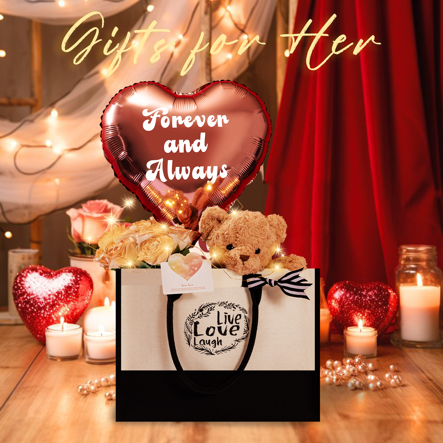 U UQUI Tote Bag Champagne Rose And Bear
