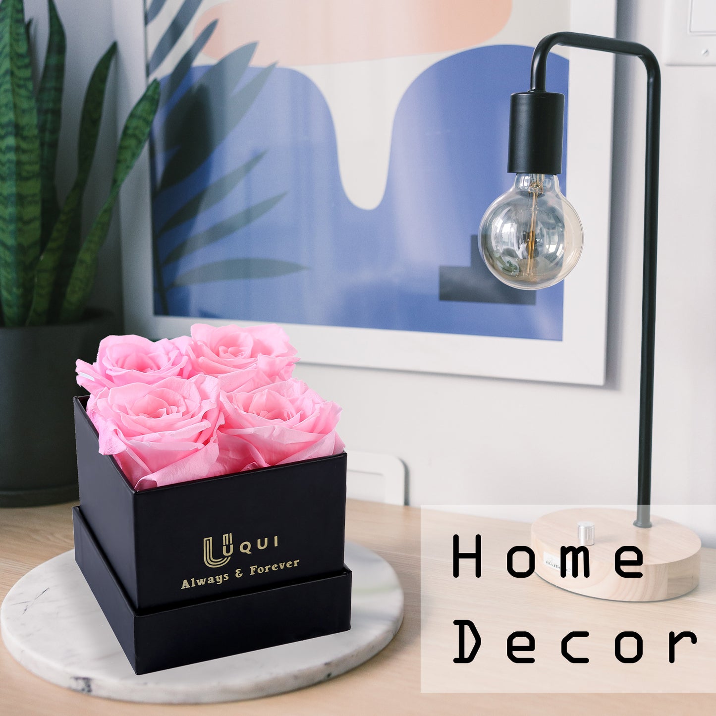 U UQUI 4 Roses Flowers Box And Necklace