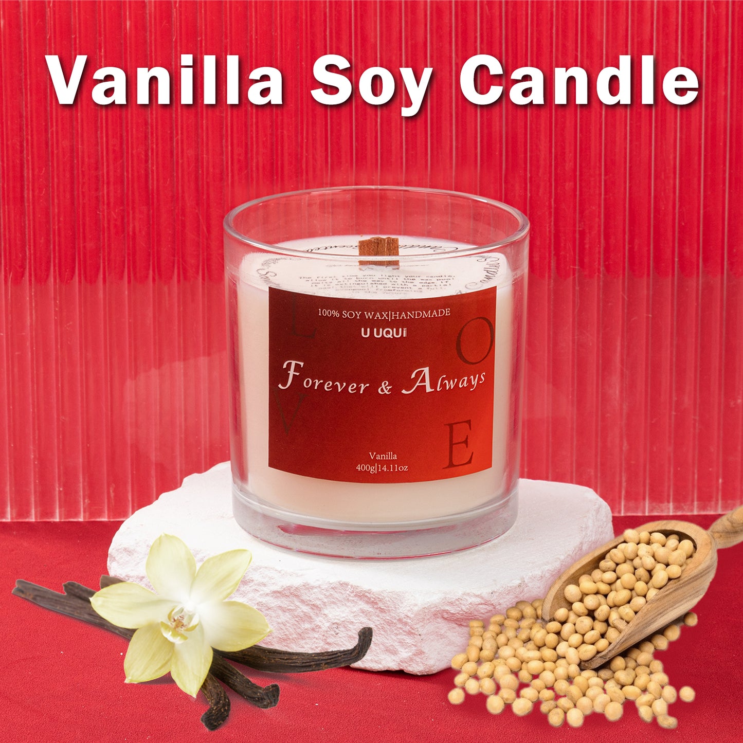 U UQUI Red Flowers Candle