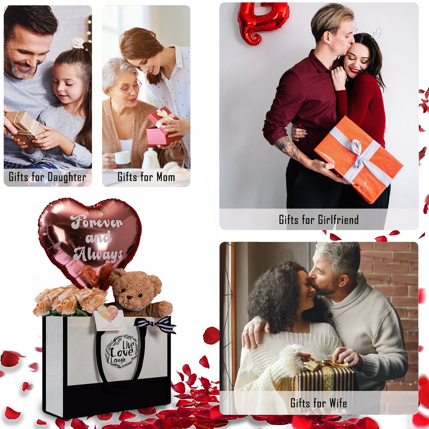 U UQUI Tote Bag Champagne Rose And Bear