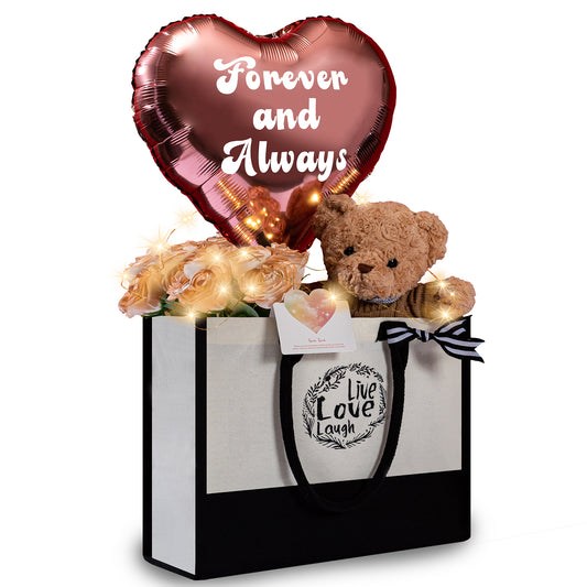 U UQUI Tote Bag Champagne Rose And Bear