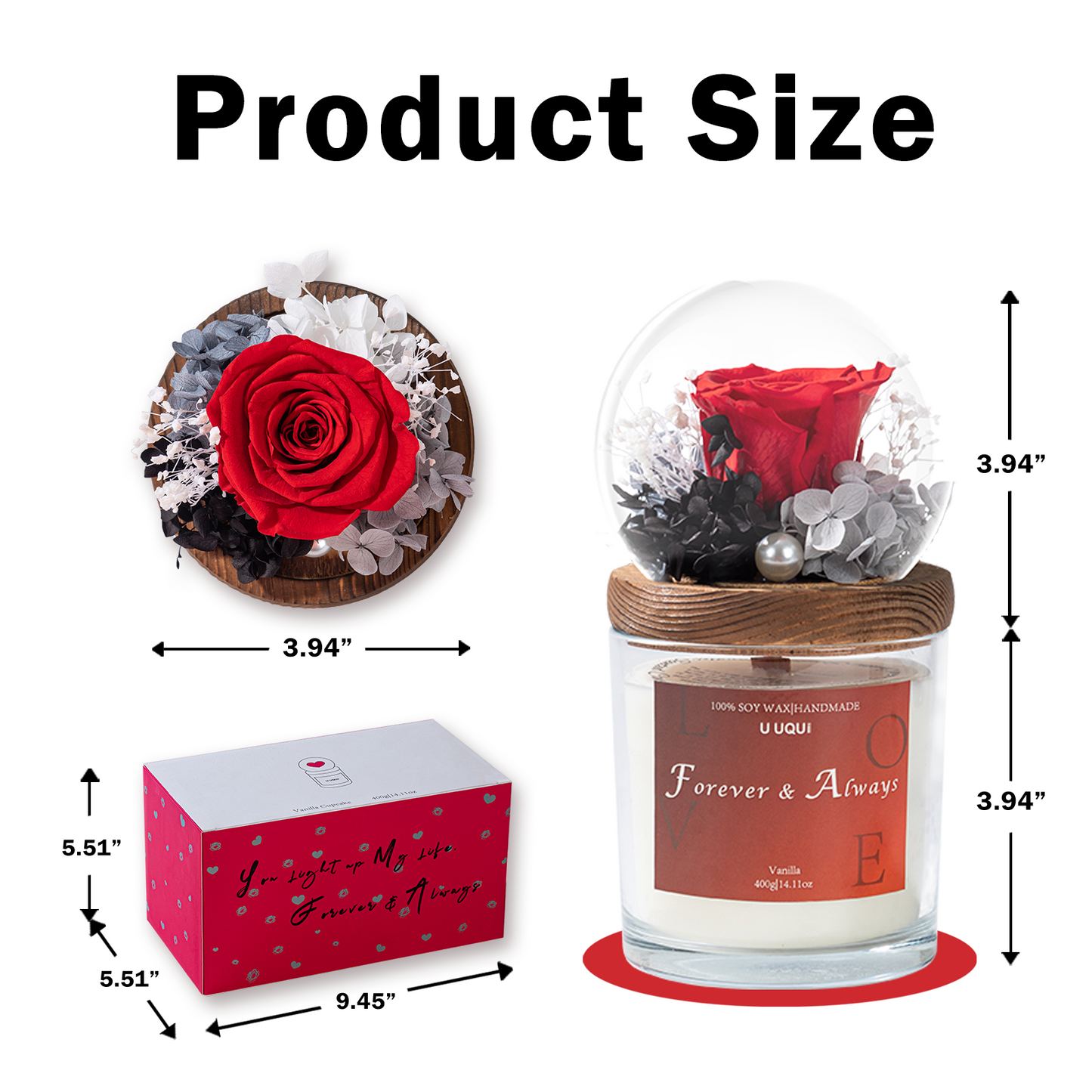 U UQUI Red Flowers Candle
