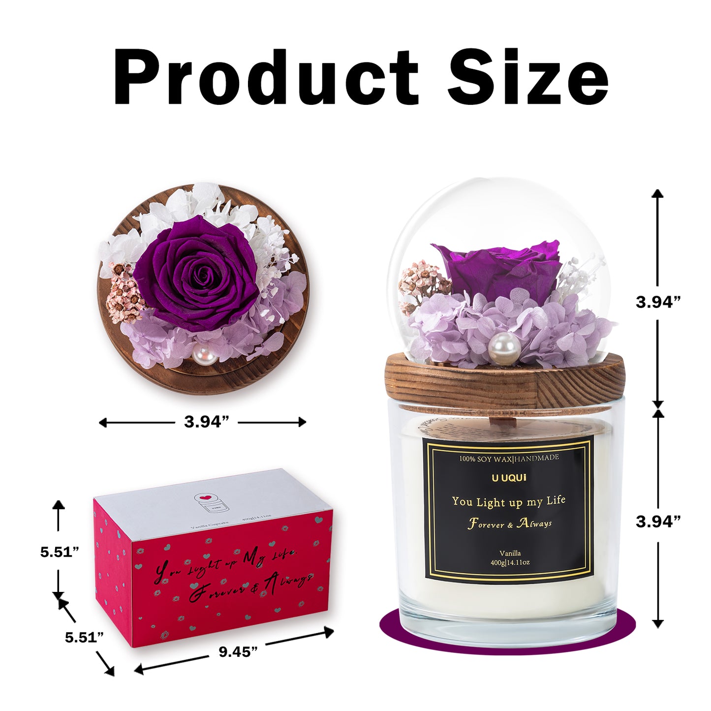 U UQUI Purple Flowers Candle