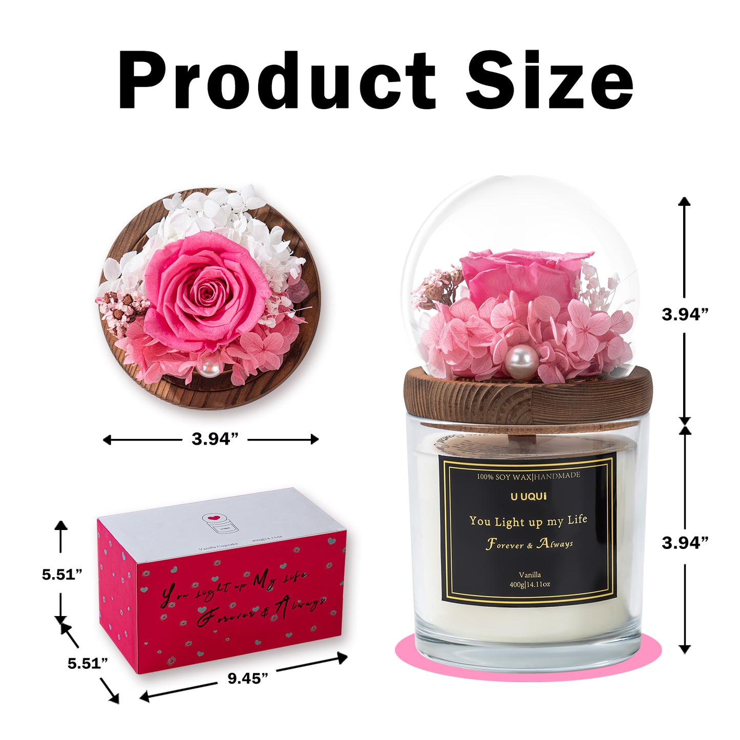 U UQUI Pink Flowers Candle