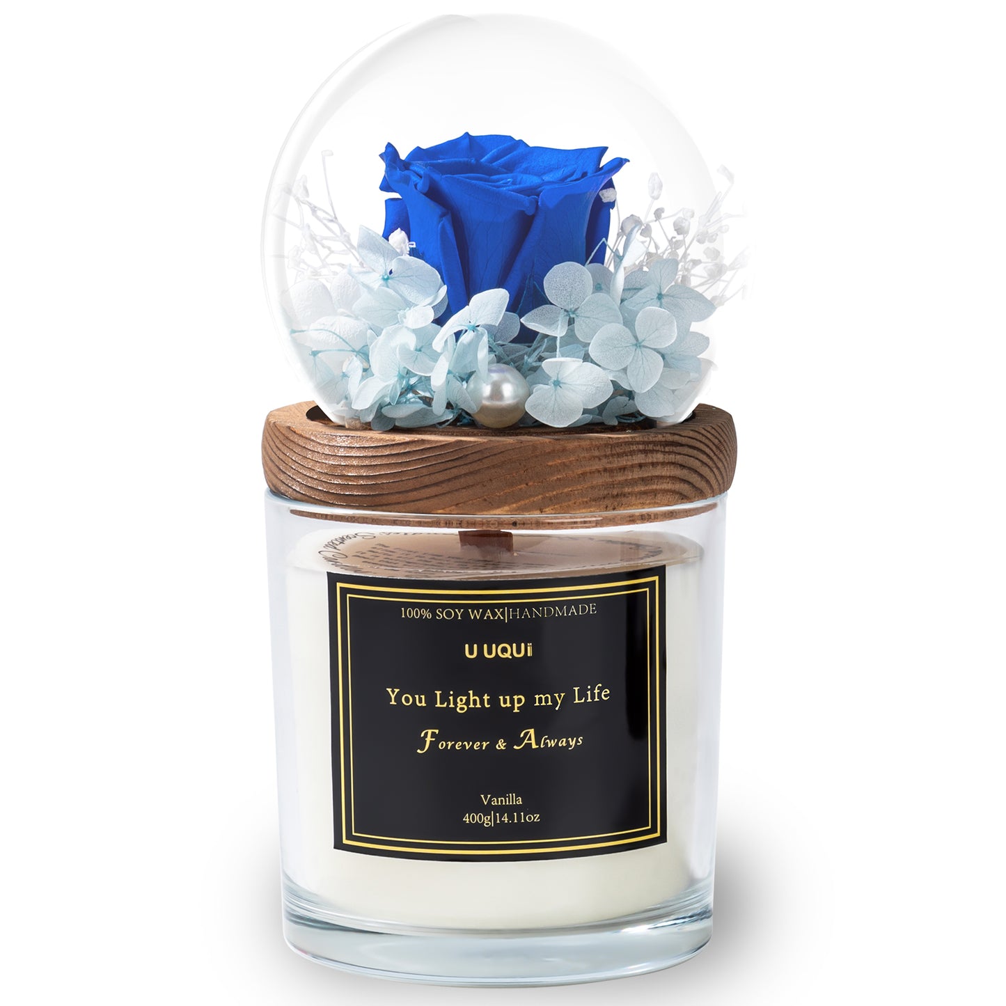 U UQUI Blue Flowers Candle