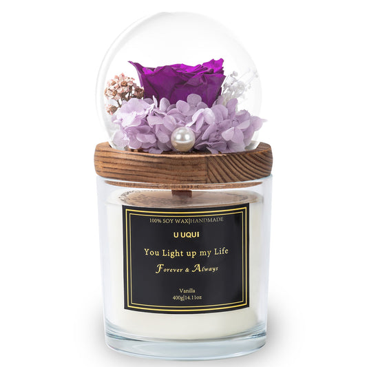 U UQUI Purple Flowers Candle